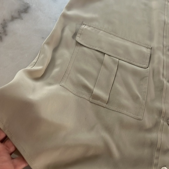 Equipment Remy Silk Button-Front Utility Shirt Dress Khaki Beige M - Picture 13 of 14